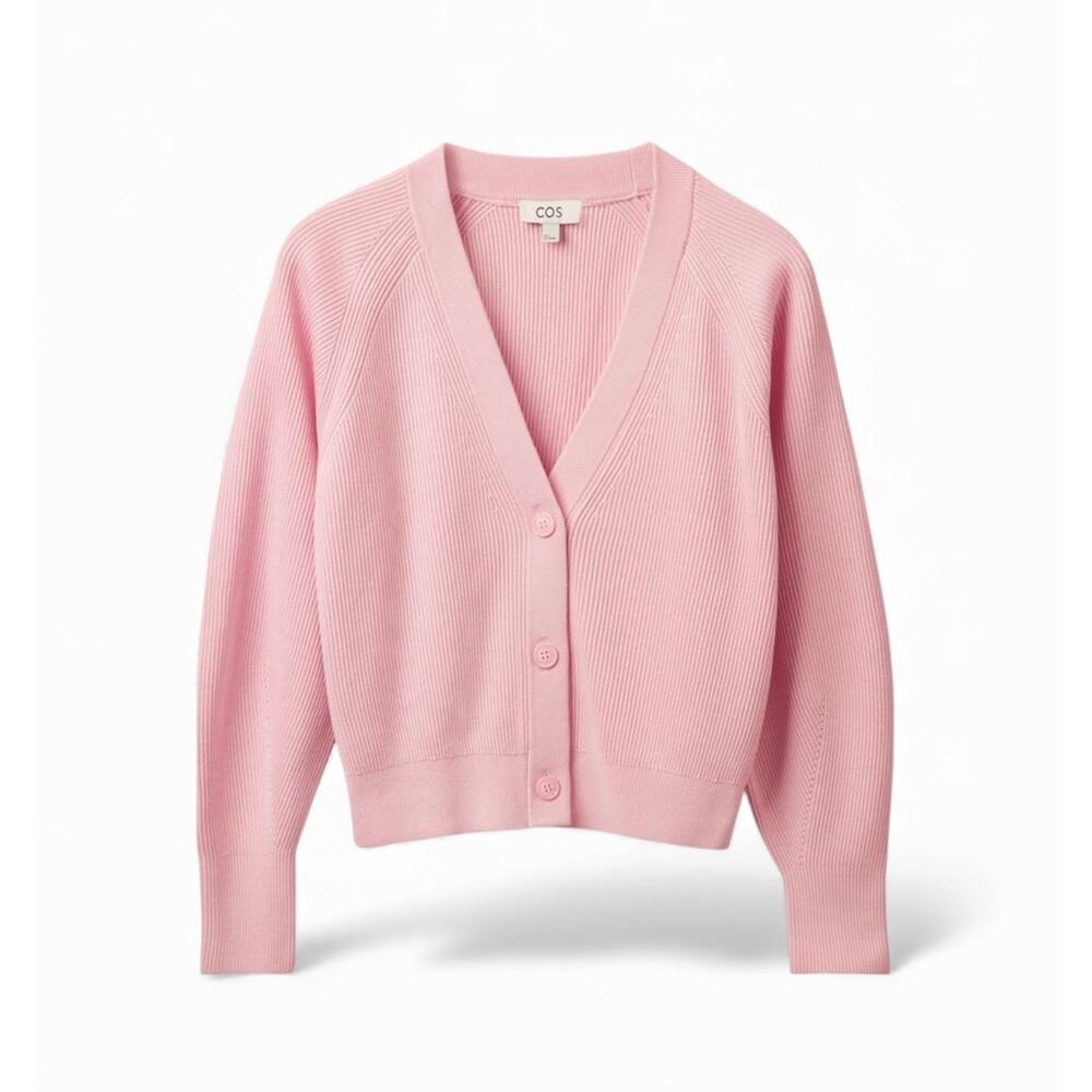 COS Ribbed Knit Cardigan in Pink Size M NWOT✨